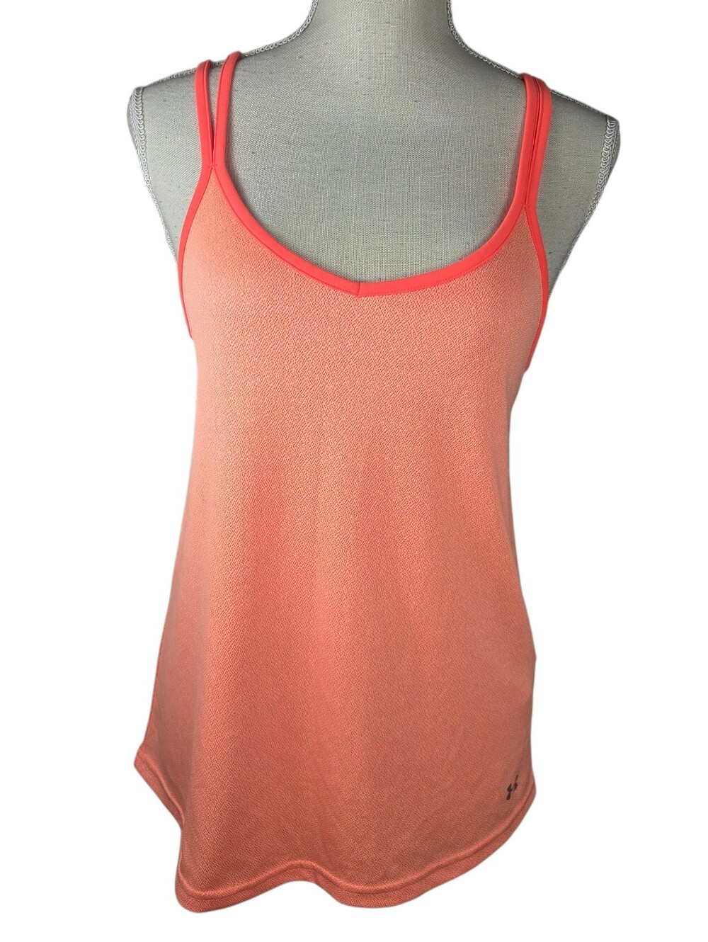 Under Armour Racerback Tank Top Medium Orange -Loose Fit -Heat Gear -Thin Straps